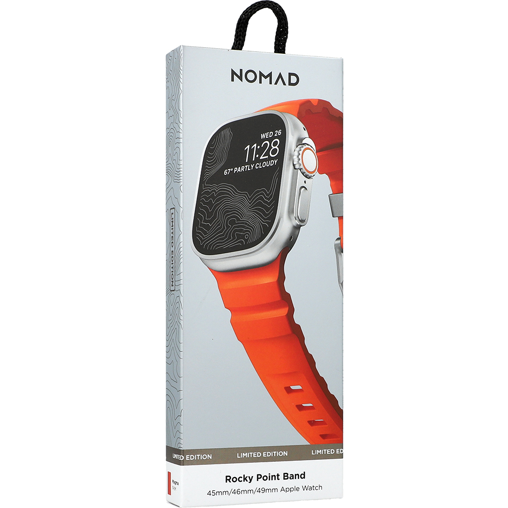 Pasek Nomad Rocky Point Band do Apple Watch 49/46/45/44 mm, pomarańczowo-srebrny